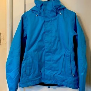 Bright blue Patagonia ski jacket